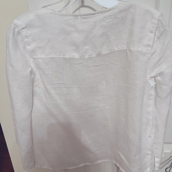 Spartina 449 Pearl White Bell-Sleeve Lanie Linen Wrap Top size small - Picture 4 of 4